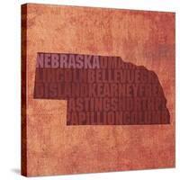 Nebraska State Words-David Bowman-Stretched Canvas