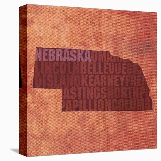 Nebraska State Words-David Bowman-Stretched Canvas