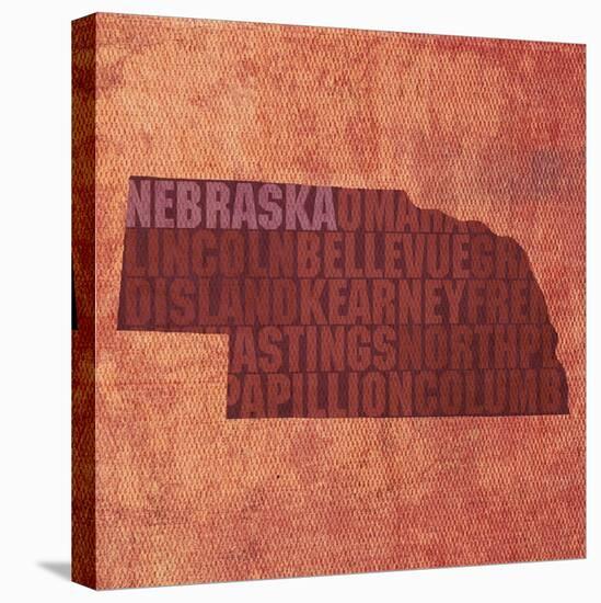 Nebraska State Words-David Bowman-Stretched Canvas