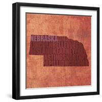 Nebraska State Words-David Bowman-Framed Giclee Print