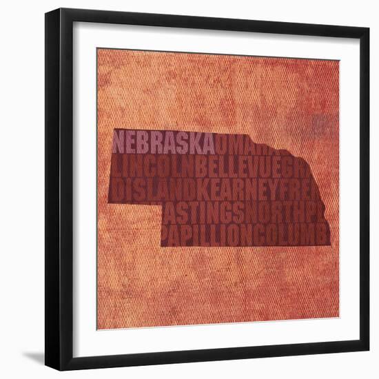 Nebraska State Words-David Bowman-Framed Giclee Print