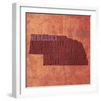 Nebraska State Words-David Bowman-Framed Giclee Print