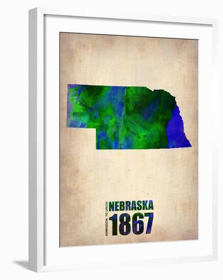 Nebraska Watercolor Map-NaxArt-Framed Art Print
