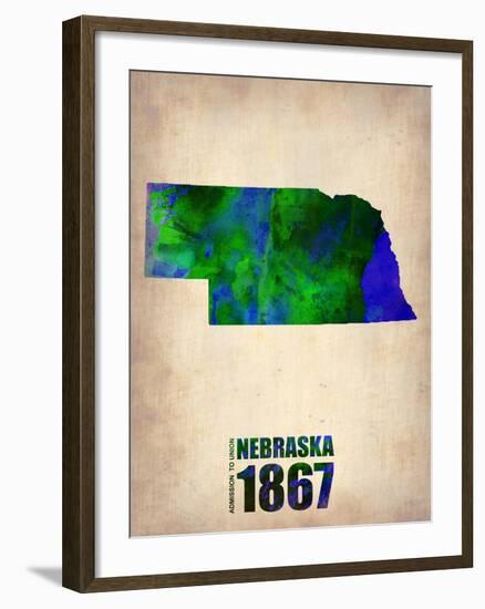 Nebraska Watercolor Map-NaxArt-Framed Art Print