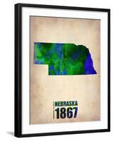 Nebraska Watercolor Map-NaxArt-Framed Art Print