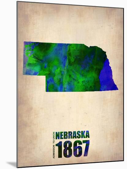 Nebraska Watercolor Map-NaxArt-Mounted Art Print