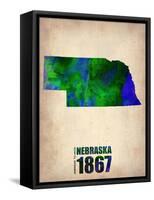 Nebraska Watercolor Map-NaxArt-Framed Stretched Canvas