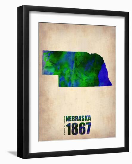 Nebraska Watercolor Map-NaxArt-Framed Art Print