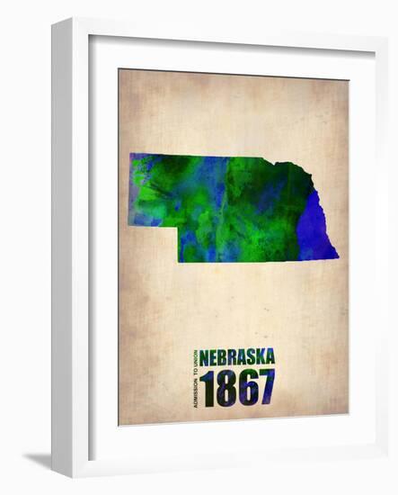 Nebraska Watercolor Map-NaxArt-Framed Art Print