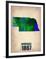 Nebraska Watercolor Map-NaxArt-Framed Art Print