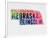 Nebraska Watercolor Word Cloud-NaxArt-Framed Art Print