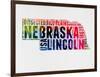 Nebraska Watercolor Word Cloud-NaxArt-Framed Art Print