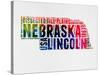 Nebraska Watercolor Word Cloud-NaxArt-Stretched Canvas