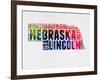 Nebraska Watercolor Word Cloud-NaxArt-Framed Art Print