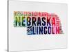 Nebraska Watercolor Word Cloud-NaxArt-Stretched Canvas