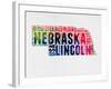 Nebraska Watercolor Word Cloud-NaxArt-Framed Art Print