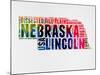 Nebraska Watercolor Word Cloud-NaxArt-Mounted Art Print