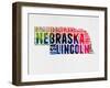 Nebraska Watercolor Word Cloud-NaxArt-Framed Art Print