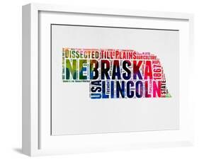 Nebraska Watercolor Word Cloud-NaxArt-Framed Art Print