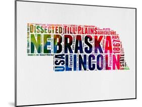 Nebraska Watercolor Word Cloud-NaxArt-Mounted Art Print