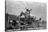 Nebraska - White Horse Ranch; Riding in White-Lantern Press-Stretched Canvas