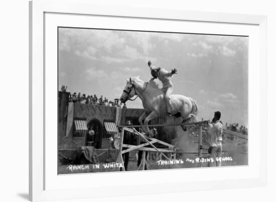 Nebraska - White Horse Ranch; Riding in White-Lantern Press-Framed Premium Giclee Print