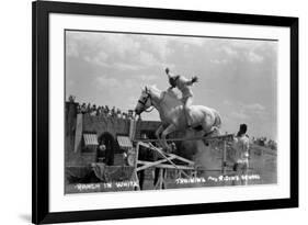 Nebraska - White Horse Ranch; Riding in White-Lantern Press-Framed Premium Giclee Print