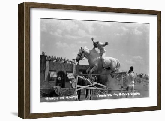 Nebraska - White Horse Ranch; Riding in White-Lantern Press-Framed Art Print