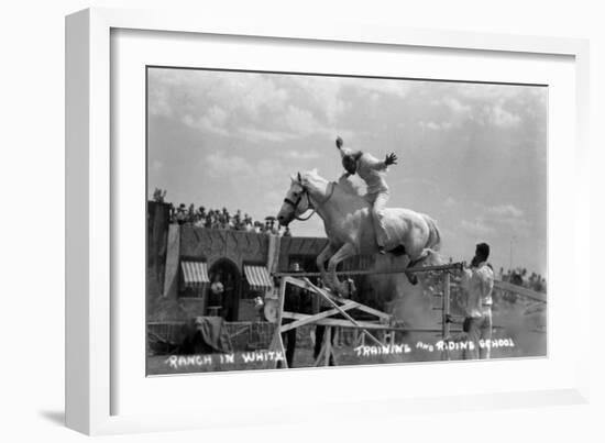 Nebraska - White Horse Ranch; Riding in White-Lantern Press-Framed Art Print