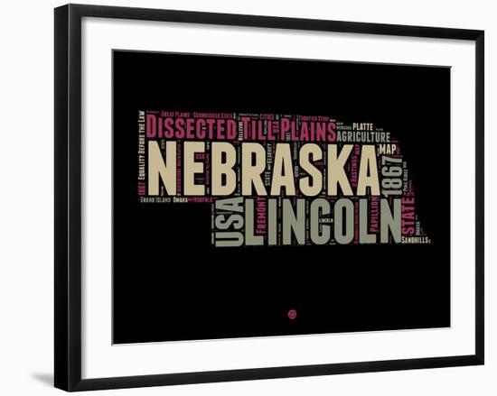 Nebraska Word Cloud 1-NaxArt-Framed Art Print
