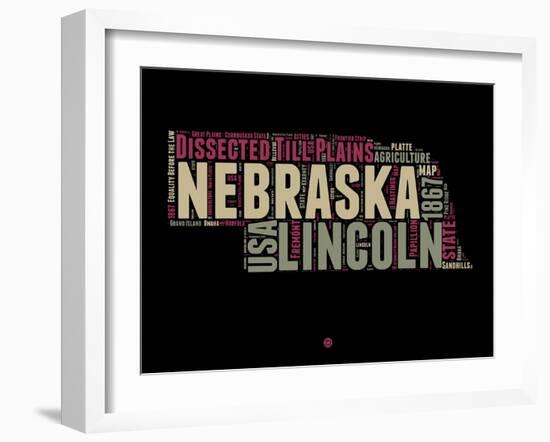 Nebraska Word Cloud 1-NaxArt-Framed Art Print