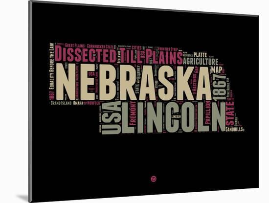 Nebraska Word Cloud 1-NaxArt-Mounted Art Print