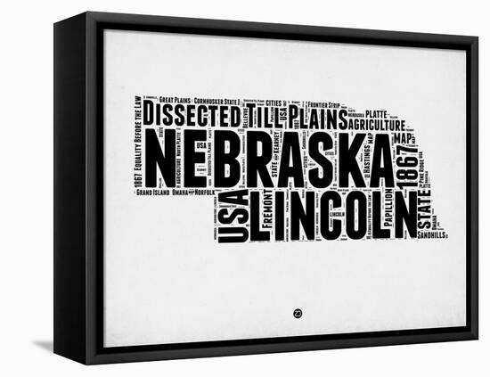 Nebraska Word Cloud 2-NaxArt-Framed Stretched Canvas