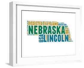 Nebraska Word Cloud Map-NaxArt-Framed Art Print