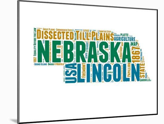 Nebraska Word Cloud Map-NaxArt-Mounted Art Print