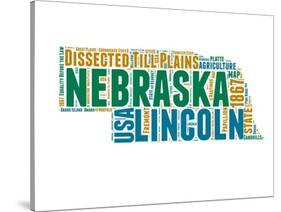 Nebraska Word Cloud Map-NaxArt-Stretched Canvas