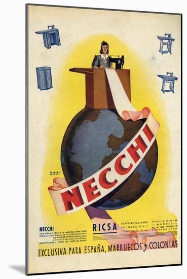 Necchi, Magazine Advertisement, Spain, 1942-null-Mounted Giclee Print