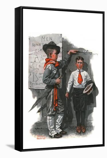 "Necessary Height", June 16,1917-Norman Rockwell-Framed Stretched Canvas