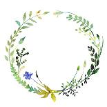 A Watercolor Wreath Made of Field Meadow Herbs,Plants,Twigs;A Hand Painted Illustration; a Green Ro-Nechayka-Art Print