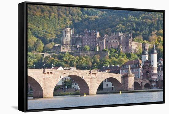 Neckar River with Karl Theodor Bridge-Markus-Framed Stretched Canvas