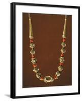 Necklace Composed of Coral Beads and Filigreed Gold Elements with Pearl Trimmings-null-Framed Giclee Print