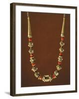 Necklace Composed of Coral Beads and Filigreed Gold Elements with Pearl Trimmings-null-Framed Giclee Print