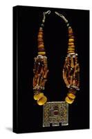 Necklace in Desert Amber, Coral, Shells and Silver Enamel, Morocco-null-Stretched Canvas