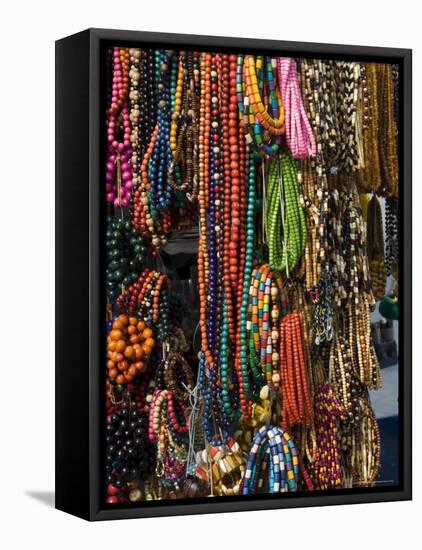 Necklaces on a Market Stall in the Cloth Hall on Main Market Square, Krakow, Poland-R H Productions-Framed Stretched Canvas