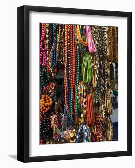 Necklaces on a Market Stall in the Cloth Hall on Main Market Square, Krakow, Poland-R H Productions-Framed Photographic Print