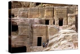 Necropolis at Petra, Jordan, 10th A.D. Burial Chambers Carved into the Rocks-Andrea Jemolo-Stretched Canvas
