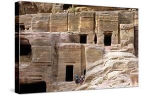 Necropolis at Petra, Jordan, 10th A.D. Burial Chambers Carved into the Rocks-Andrea Jemolo-Stretched Canvas