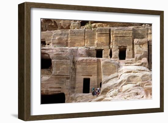 Necropolis at Petra, Jordan, 10th A.D. Burial Chambers Carved into the Rocks-Andrea Jemolo-Framed Photo