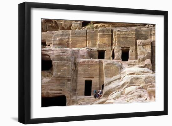 Necropolis at Petra, Jordan, 10th A.D. Burial Chambers Carved into the Rocks-Andrea Jemolo-Framed Photo
