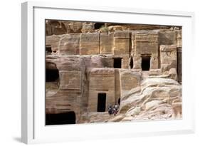 Necropolis at Petra, Jordan, 10th A.D. Burial Chambers Carved into the Rocks-Andrea Jemolo-Framed Photo